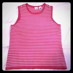Isaac Mizrahi Sleeveless Pink Striped Top - Size L